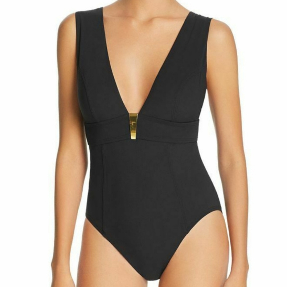 Amoressa Black Delahaye One Piece Swimsuit Size 10
